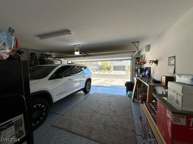 garage with a garage door opener