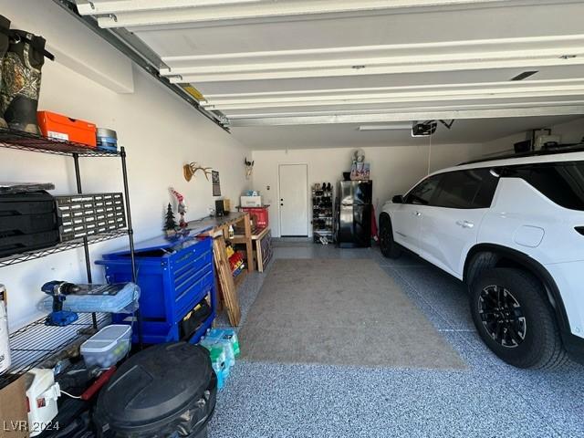 garage with a garage door opener