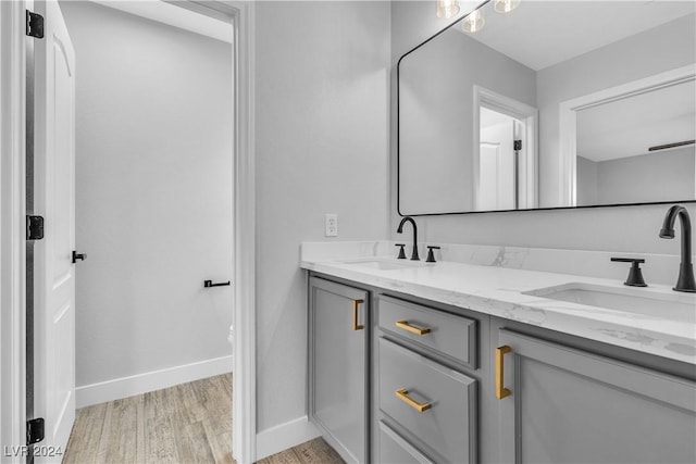 bathroom featuring hardwood / wood-style flooring and vanity