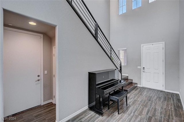 miscellaneous room with plenty of natural light and a towering ceiling