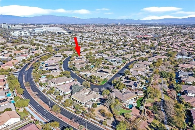 bird's eye view featuring a mountain view