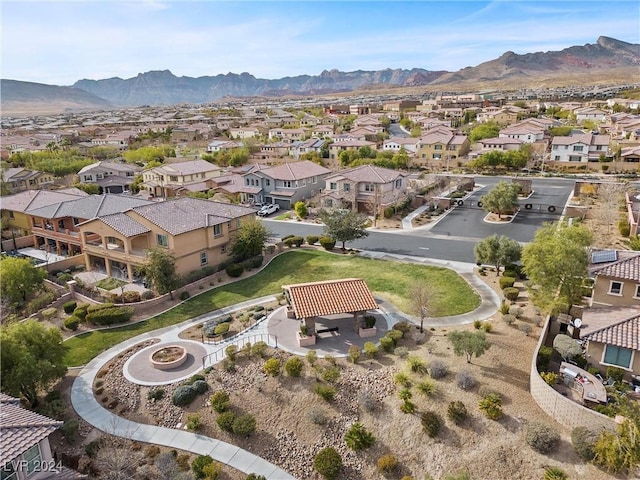 bird's eye view with a mountain view