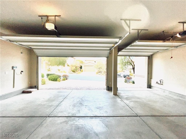 garage with a garage door opener