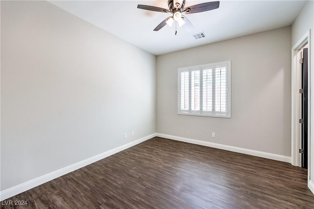 8351 Agave Bloom St, Las Vegas, NV 89131 - empty room with dark wood-style floors, ceiling fan, and baseboards