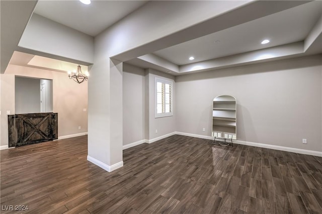 8351 Agave Bloom St, Las Vegas, NV 89131 - below grade area with baseboards, wood finished floors, a chandelier, and recessed lighting