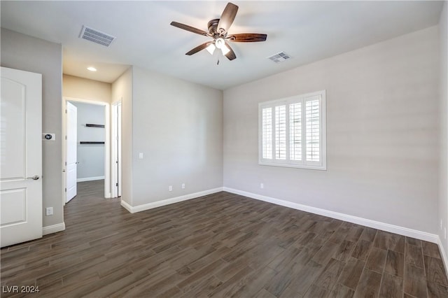 8351 Agave Bloom St, Las Vegas, NV 89131 - empty room with a ceiling fan, dark wood-type flooring, baseboards, and recessed lighting