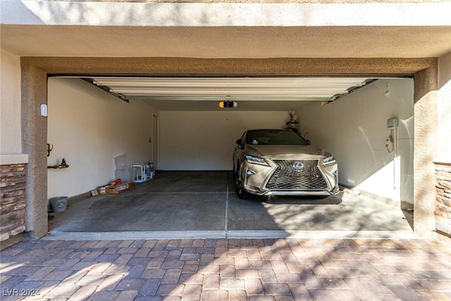 garage with a garage door opener