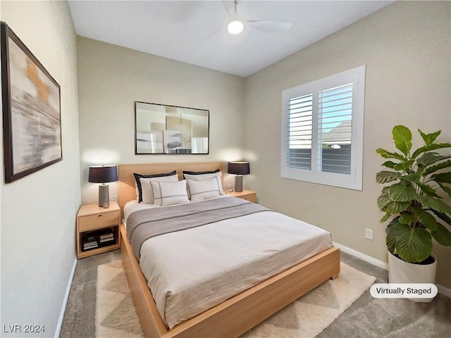 bedroom featuring ceiling fan