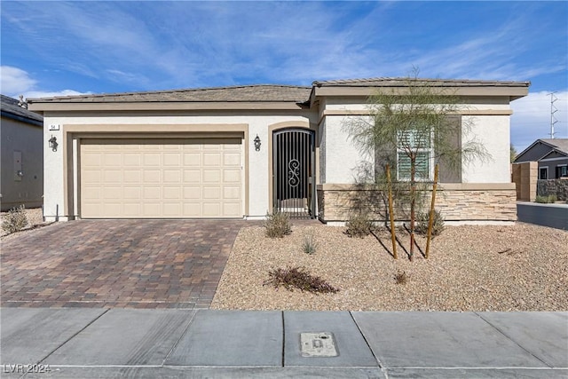 single story home featuring a garage