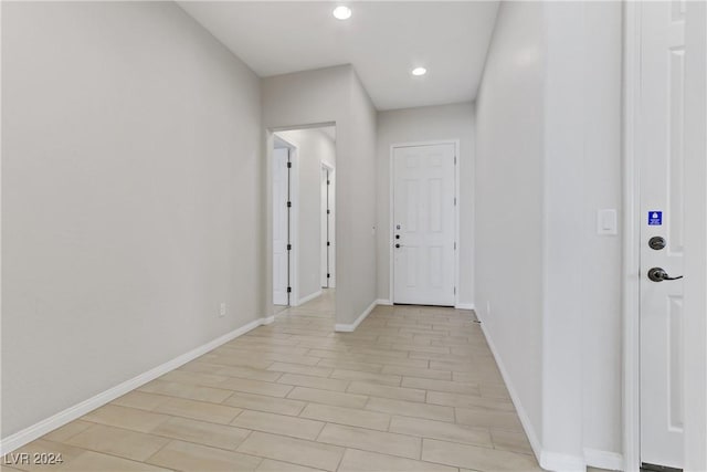 corridor featuring light wood-type flooring