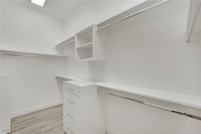 spacious closet featuring light wood-type flooring