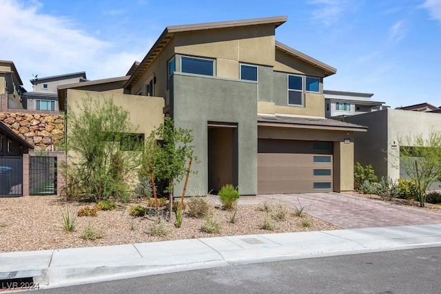 contemporary home with a garage