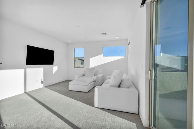 living room featuring carpet flooring