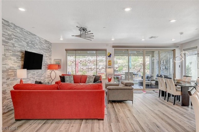 living room featuring light hardwood / wood-style flooring