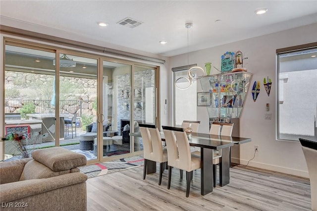 dining area featuring light hardwood / wood-style floors