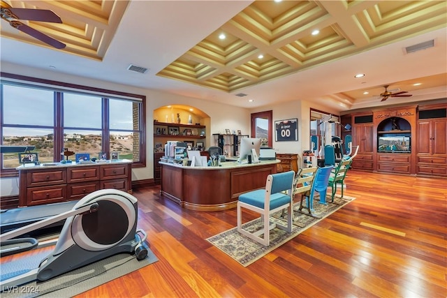 reception area featuring ceiling fan