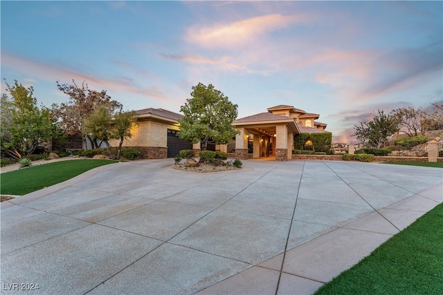 view of prairie-style home