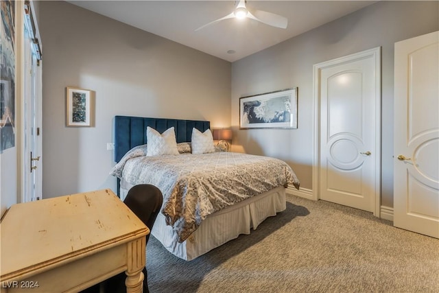 bedroom with carpet and ceiling fan