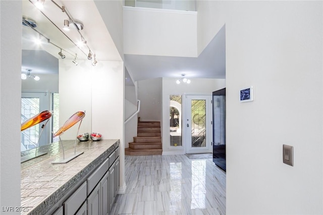 bathroom with track lighting