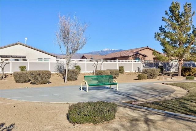 view of community featuring a mountain view