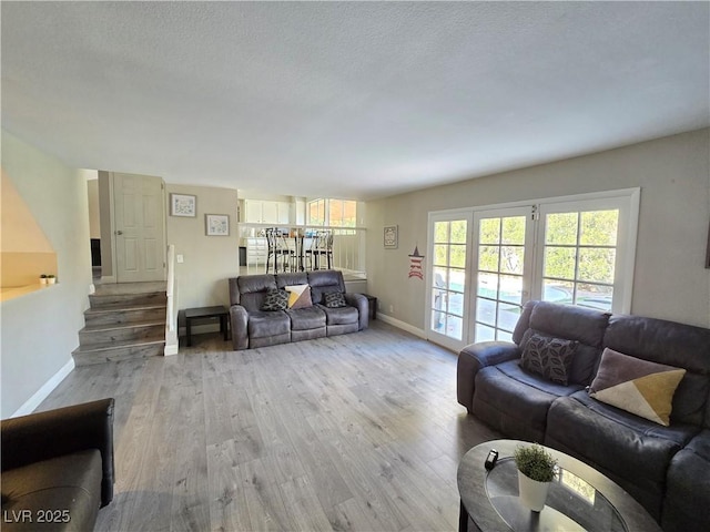 living room with light wood-type flooring