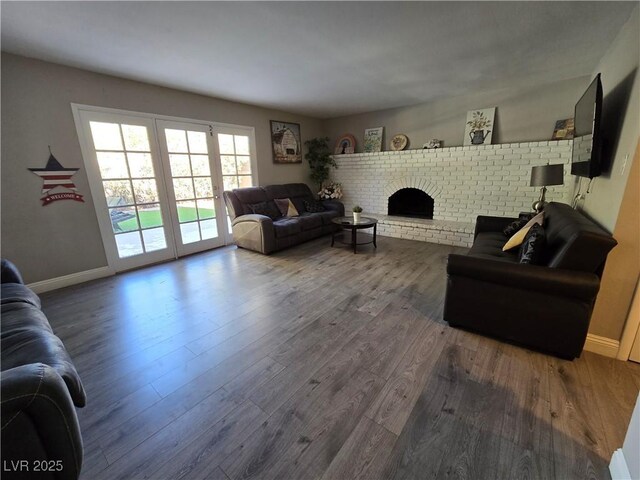 hallway with hardwood / wood-style flooring