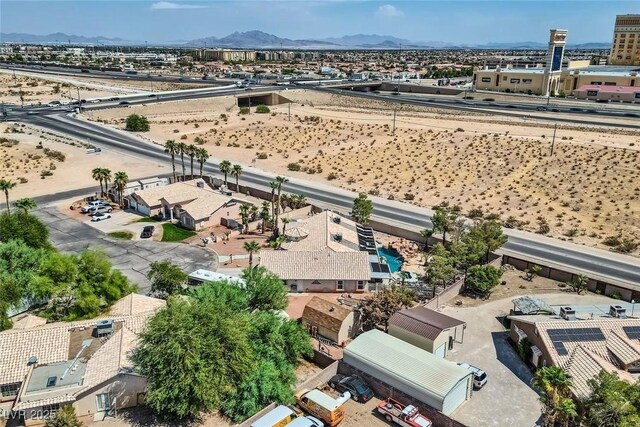 bird's eye view with a mountain view