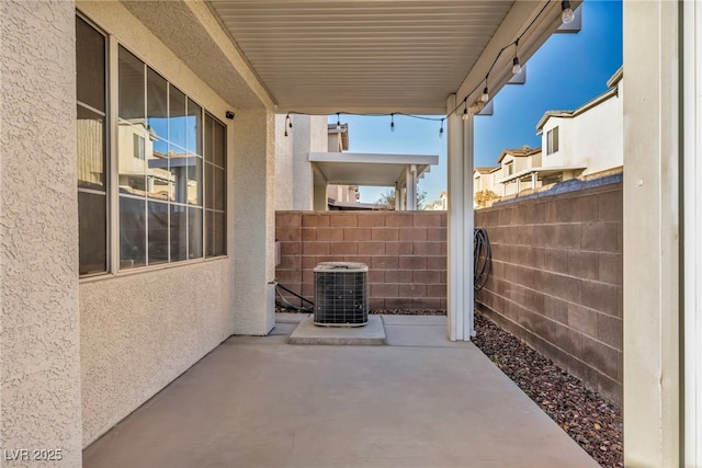 view of patio featuring central AC