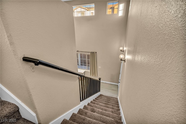 stairs featuring hardwood / wood-style flooring