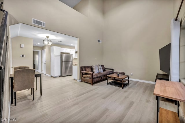 living room with light wood-type flooring