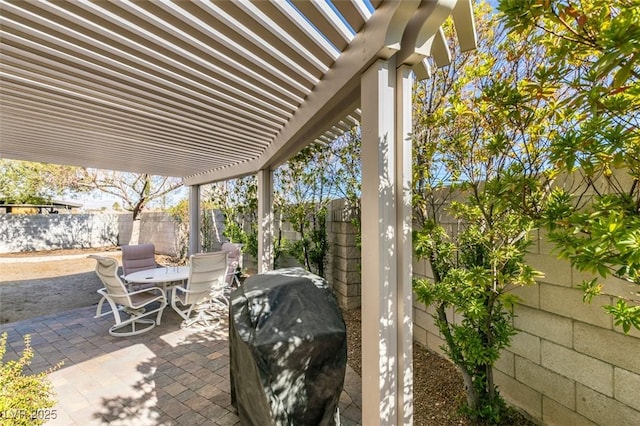 view of patio / terrace with a pergola and grilling area