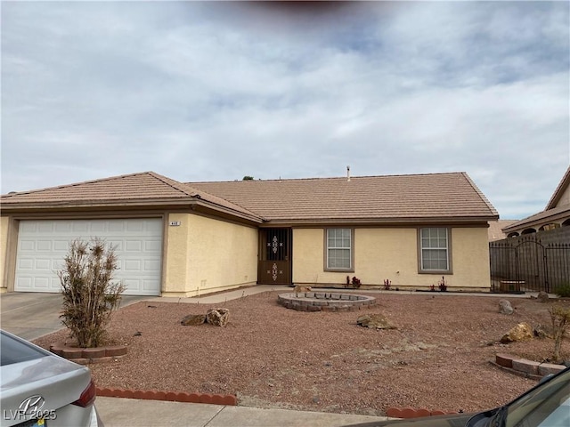 single story home with a garage