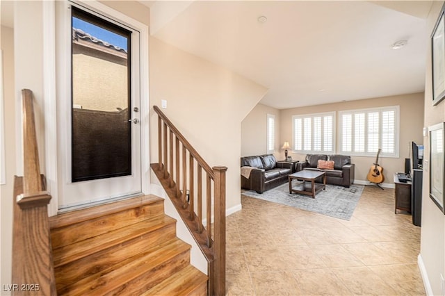 view of tiled living room