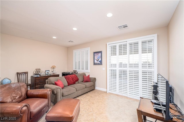 view of tiled living room