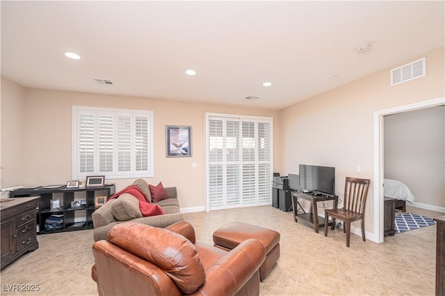 view of tiled living room