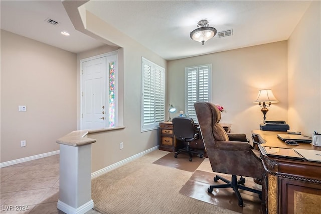 view of carpeted office