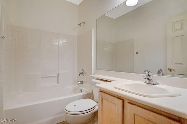 full bathroom with vanity, toilet, and tub / shower combination