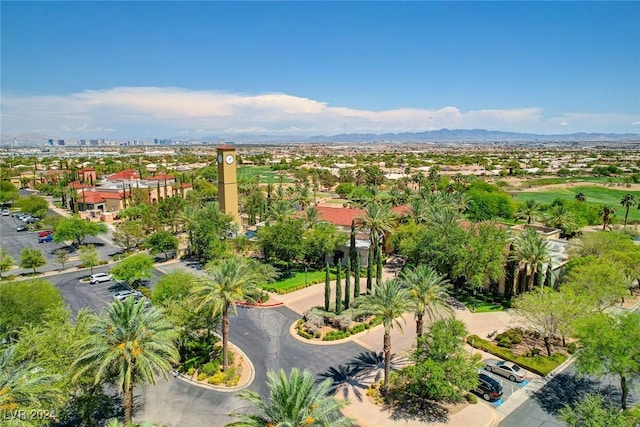 bird's eye view with a mountain view