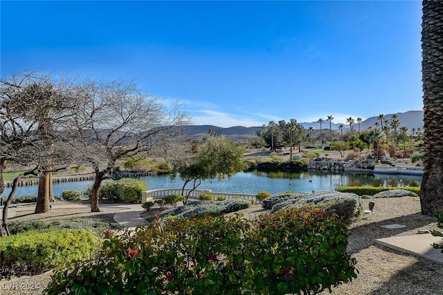 property view of water featuring a mountain view