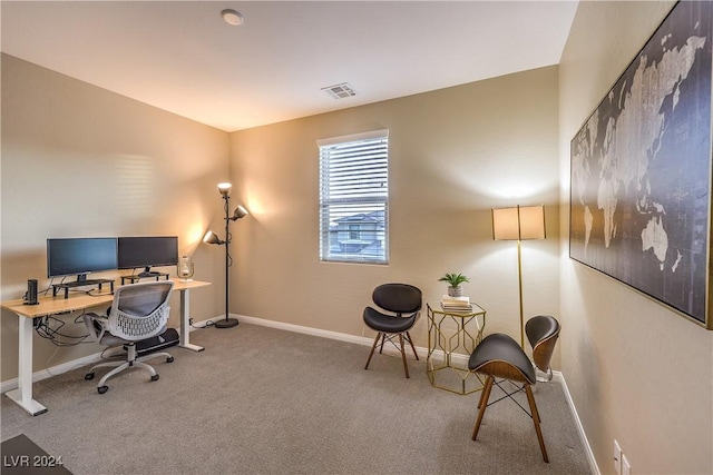 view of carpeted home office