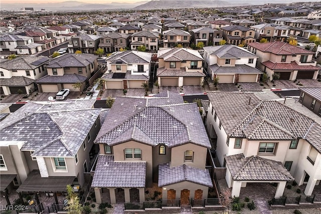 view of aerial view at dusk