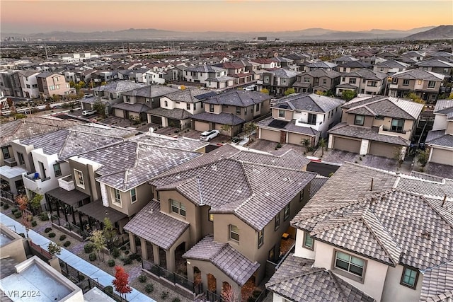 view of aerial view at dusk