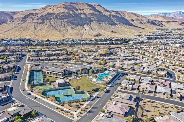 drone / aerial view with a mountain view