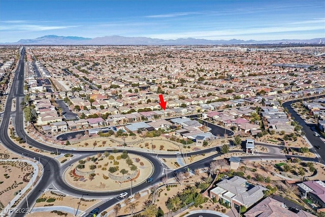 bird's eye view with a mountain view