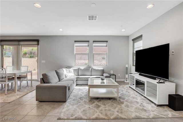 view of tiled living room