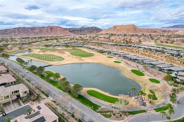 aerial view with a water and mountain view