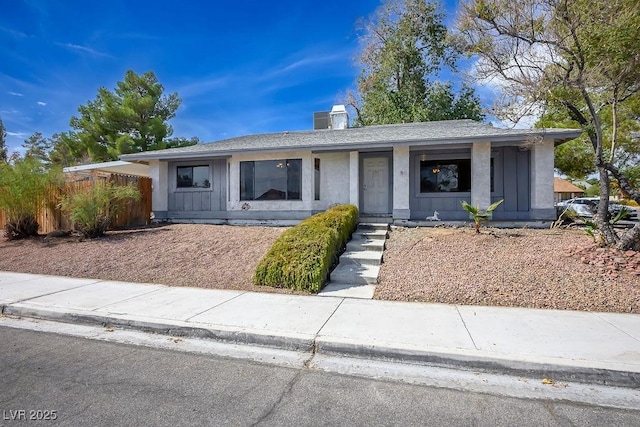 view of single story home