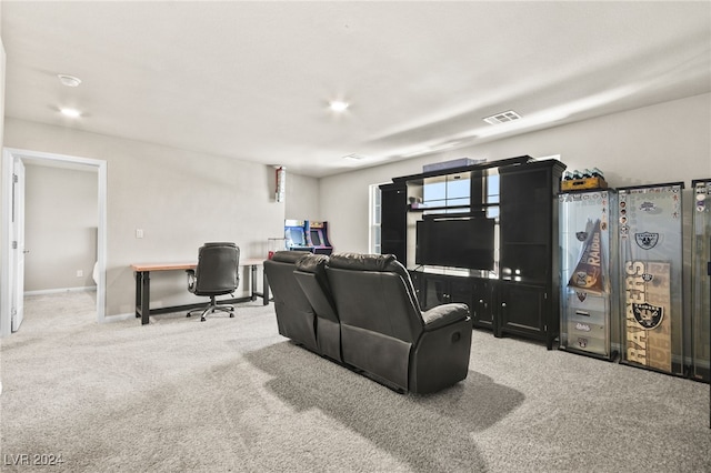 view of carpeted home theater room