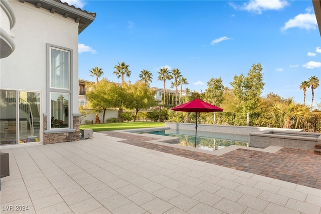 view of swimming pool featuring a patio