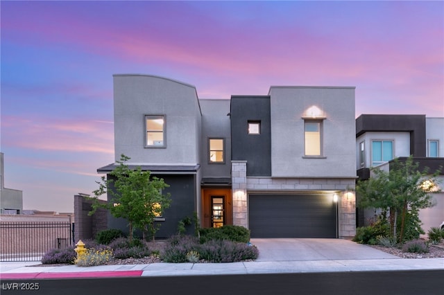 contemporary home featuring a garage